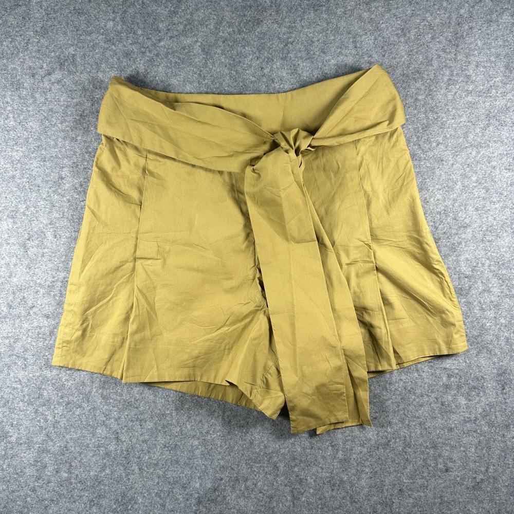 J. Crew Tie-Waist High-Rise Shorts 10 Mustard Yellow‎ Cotton Blend